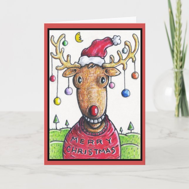 Rudolph The Red Nosed Christmas Tree Holiday Card (Front)