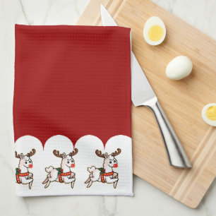 Rudolph the Red-Nosed Llama Tea Towel