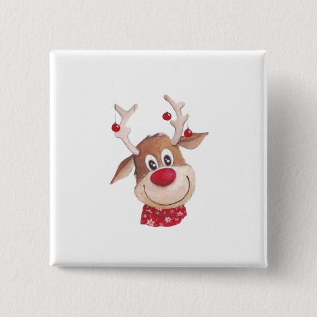 Rudolph The Red Nosed Reindeer 1 15 Cm Square Badge (Front)