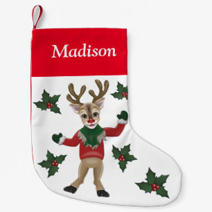 Rudolph the Red Nosed Reindeer Custom name Small Christmas Stocking