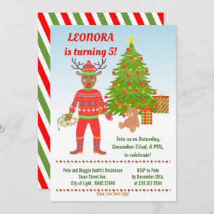 Rudolph Ugly Sweater Birthday Party  Invitation