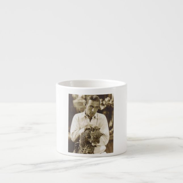 Rudolph Valentino w/ leopard portrait Espresso Cup (Front)