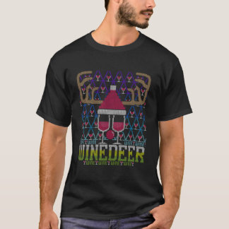 Rudolph Winedeer Reindeer Wine Ugly T-Shirt