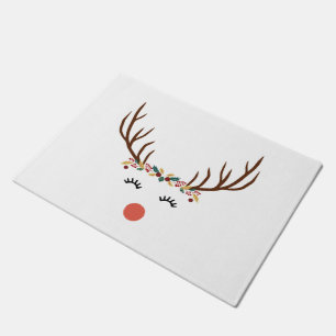 Rudolph with flower crown doormat