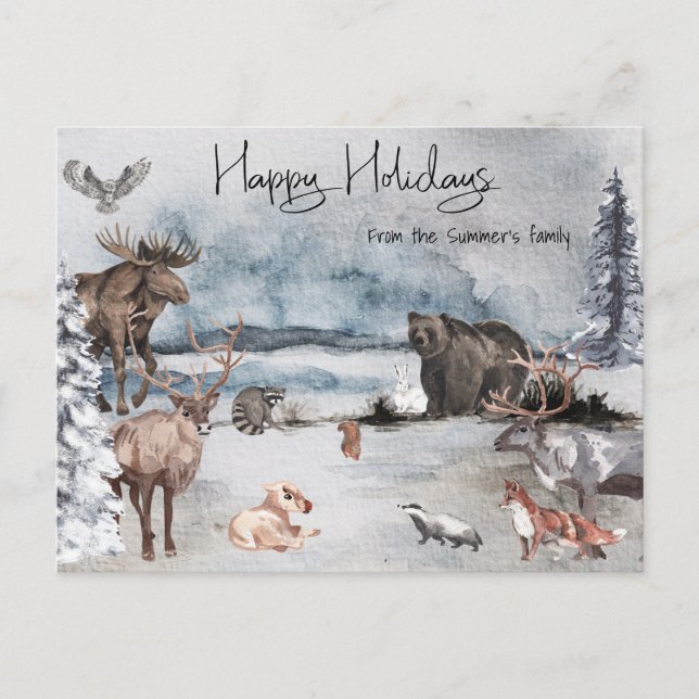 Rudolph's Big Day Woodland Animals Holiday Postcard (Front)