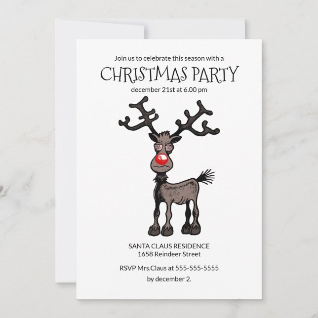 Rudolphs Christmas Party Invitation (Front)