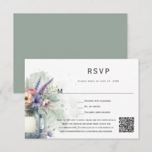 Rudtic Mason Jar Floral RSVP Card