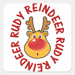Rudy Red Nose Reindeer / Humourous Square Sticker