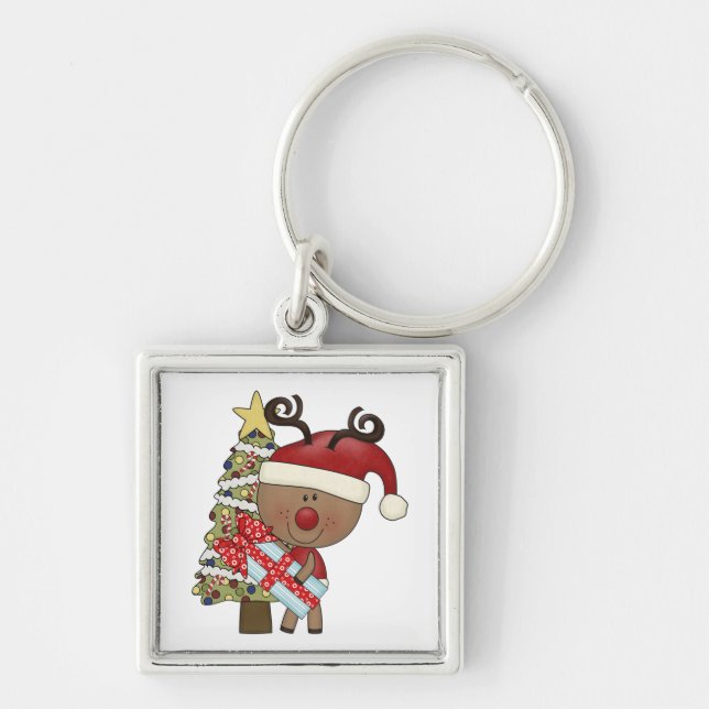 Rudy Reindeer Holiday Tree Key Ring (Front)
