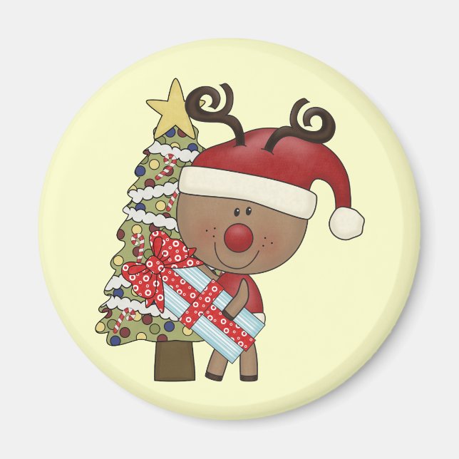 Rudy Reindeer Holiday Tree Magnet (Front)