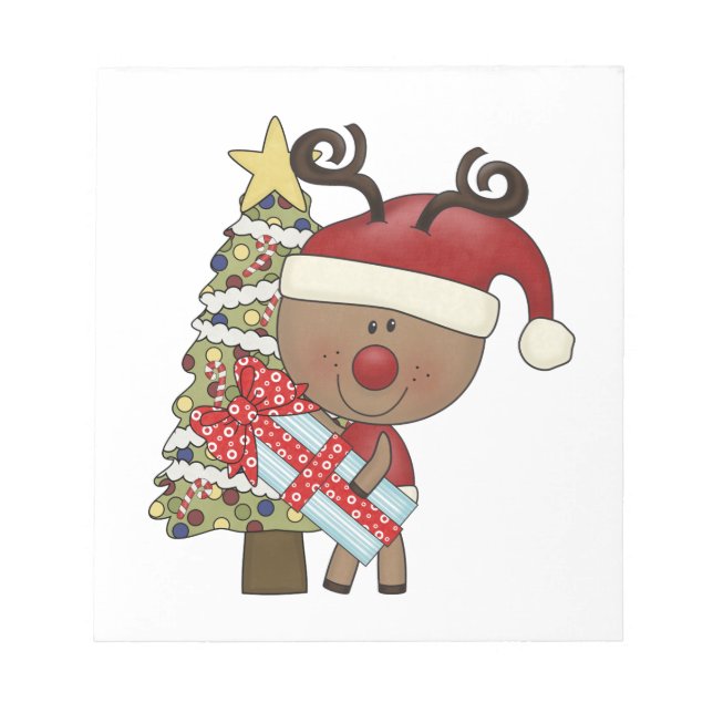 Rudy Reindeer Holiday Tree Notepad (Front)