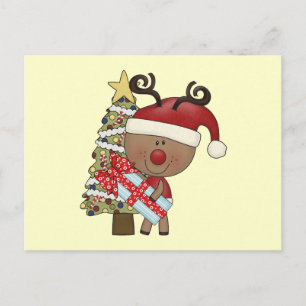 Rudy Reindeer Holiday Tree Postcard