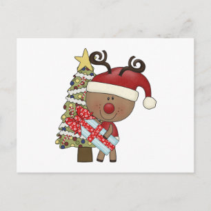 Rudy Reindeer Holiday Tree Postcard