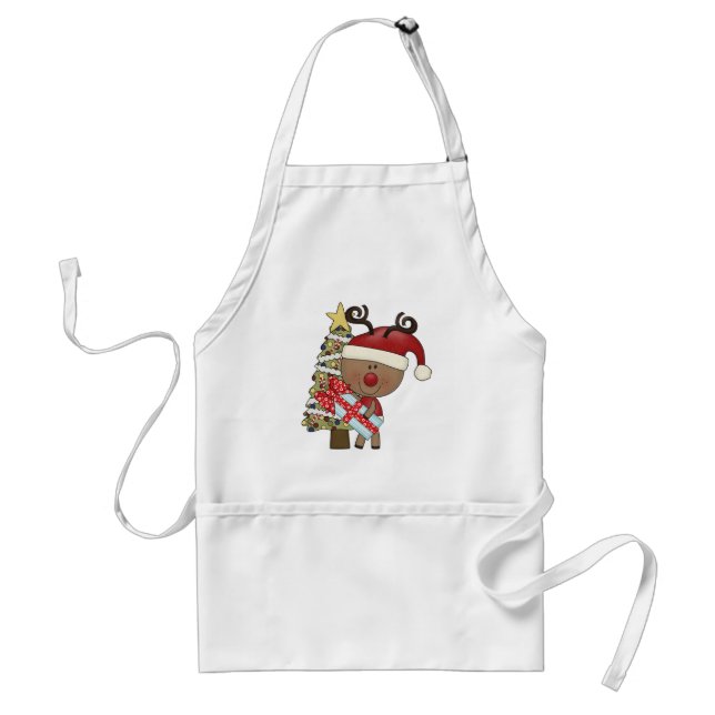Rudy Reindeer Holiday Tree Standard Apron (Front)