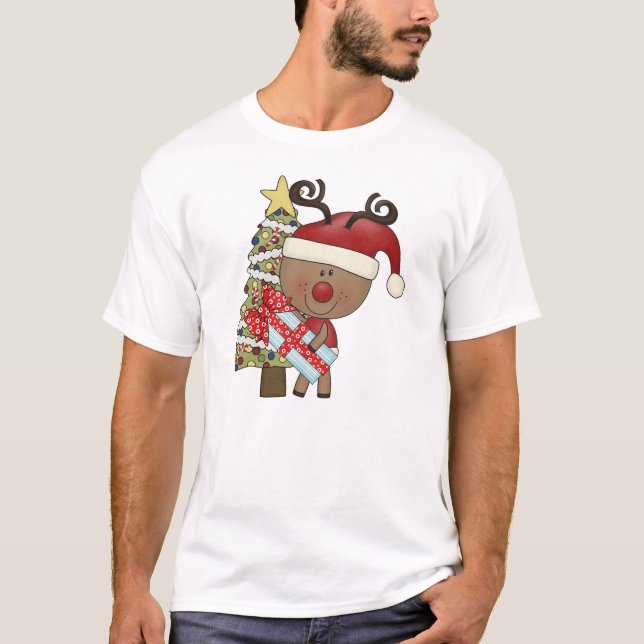 Rudy Reindeer Holiday Tree T-Shirt (Front)