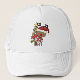 Rudy Reindeer Holiday Tree Trucker Hat