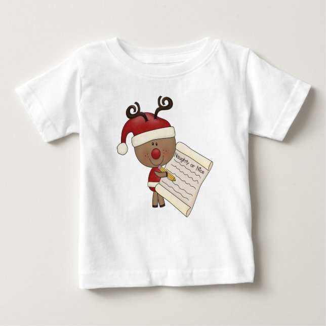 Rudy Reindeer Naughty or Nic Baby T-Shirt (Front)