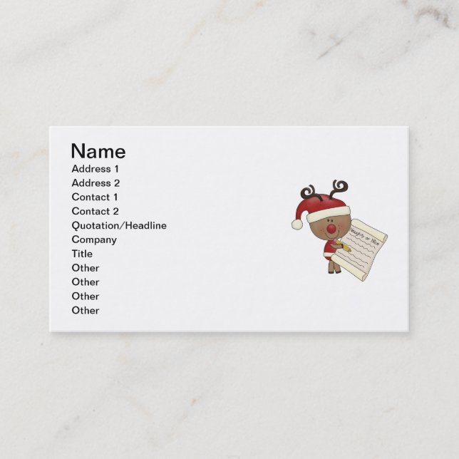 Rudy Reindeer Naughty or Nic Business Card (Front)