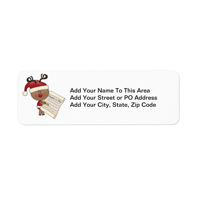 Rudy Reindeer Naughty or Nic Return Address Label (Front)