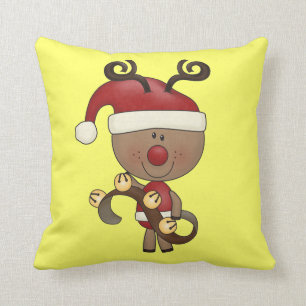 Rudy Reindeer With Bells Cushion