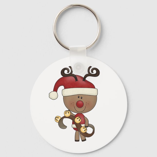 Rudy Reindeer With Bells Key Ring (Front)