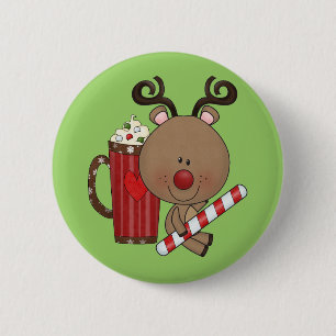Rudy Reindeer With Cocoa 6 Cm Round Badge