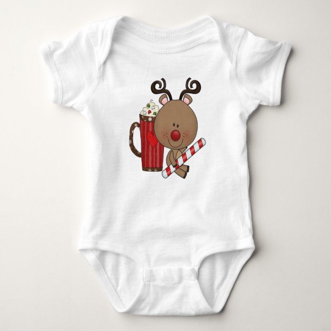 Rudy Reindeer With Cocoa Baby Bodysuit (Front)
