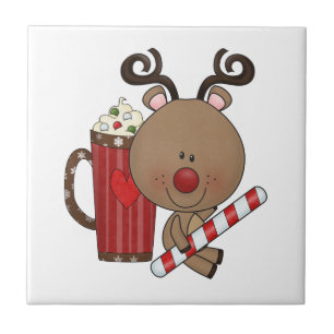 Rudy Reindeer With Cocoa Ceramic Tile
