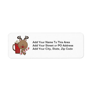 Rudy Reindeer With Cocoa Return Address Label