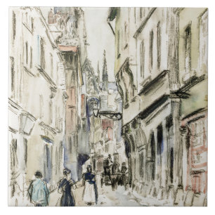 Rue Damiette, Rouen (ca. 1884) by Camille Pissarro Ceramic Tile