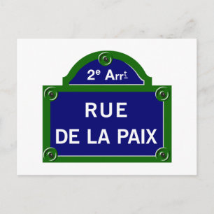 Rue de la Paix, Paris Street Sign Postcard