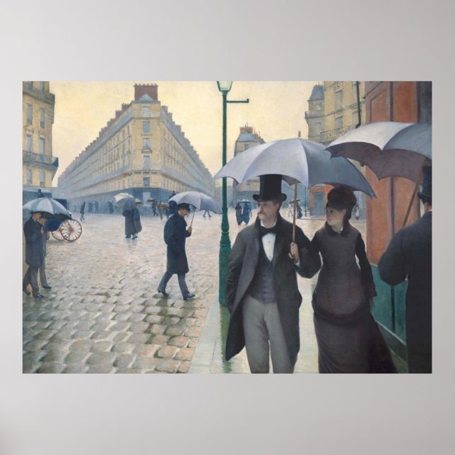Rue de Paris, temps de pluie by Gustave Caillebott Poster (Front)