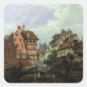 Rue des Tanneurs, Colmar, 1875 Square Sticker