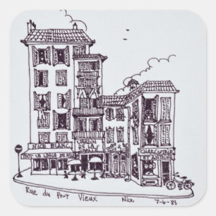 Rue du Vieux Port in Old Nice   Nice, France Square Sticker