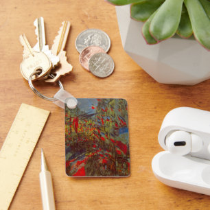 Rue Montorgueil with Flags by Claude Monet Key Ring