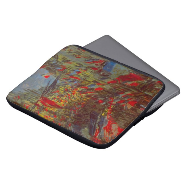 Rue Montorgueil with Flags by Claude Monet Laptop Sleeve (Front Top)