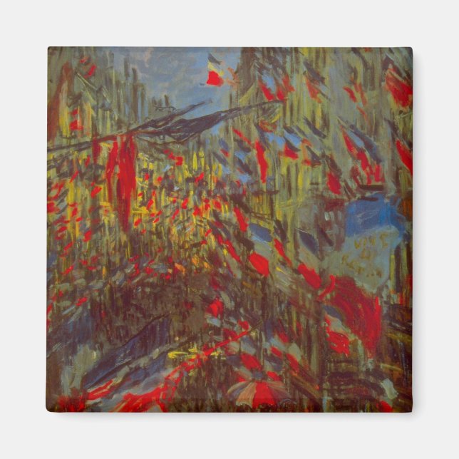Rue Montorgueil with Flags by Claude Monet Magnet (Front)