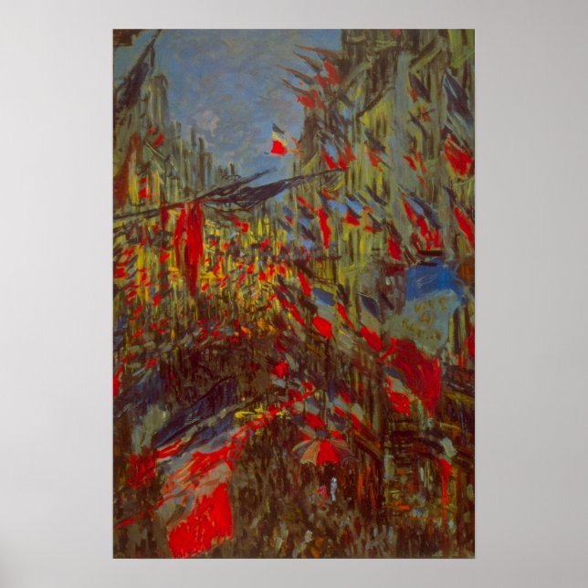 Rue Montorgueil with Flags by Claude Monet Poster (Front)