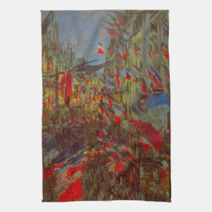 Rue Montorgueil with Flags by Claude Monet Tea Towel