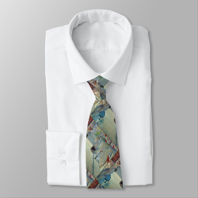 Rue Mosnier with Flags Manet Painting Necktie (Tied)