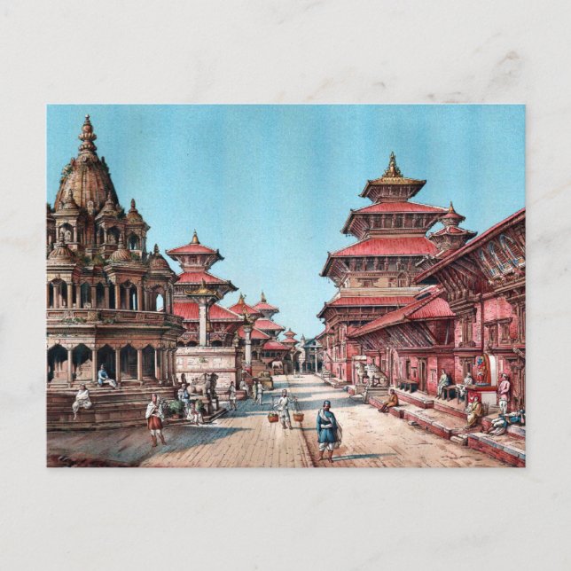 RUE PRINCIPALE DANS PATAN, NÉPAL (1887) POSTCARD (Front)