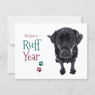 Ruff Year Funny Black Labrador Christmas Pandemic Holiday Card