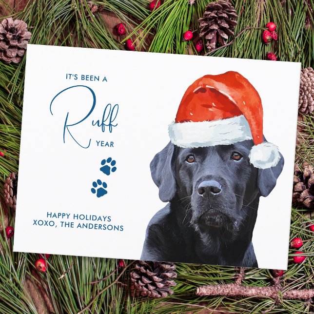 Ruff Year Funny Labrador Retriever Dog Christmas Holiday Postcard (Creator Uploaded)