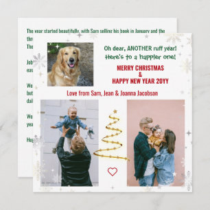 Ruff Year Funny Pet Dog Xmas Tree Letter Photos Holiday Card