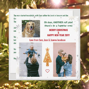 Ruff Year Funny Pet Dog Xmas Tree Letter Photos Holiday Card