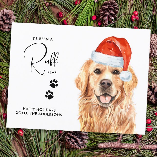 Ruff Year in Review Funny Golden Retriever Dog Holiday Postcard (Creator Uploaded)