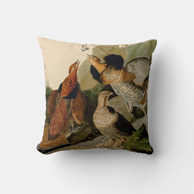 Ruffed Grouse Audubon Game Bird Cushion (Front)