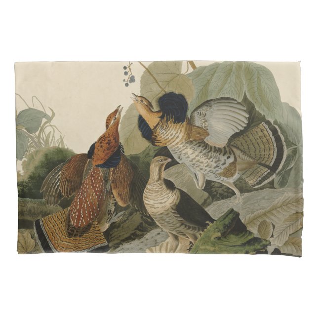 Ruffed Grouse Audubon Game Bird Pillowcase (Front)