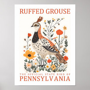 Ruffed Grouse Bird of Pennsylvania Travel Poster