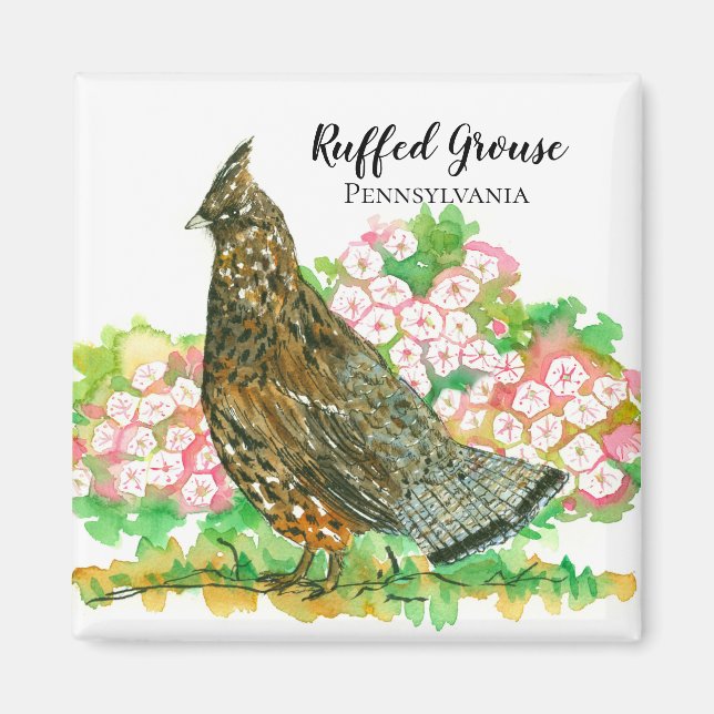 Ruffed Grouse Pennsylvania Mountain Laurel Magnet (Front)
